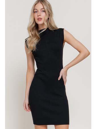 ACTIVE BASIC - Sleeveless High Neck Fitted Mini Dress BLACK