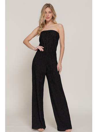 ACTIVE BASIC - Crinkle Knit Tube Jumpsuit BLACK