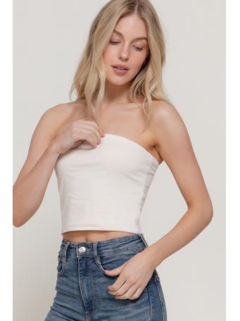 ACTIVE BASIC - Crop Tube Cotton Jersey Top IVORY