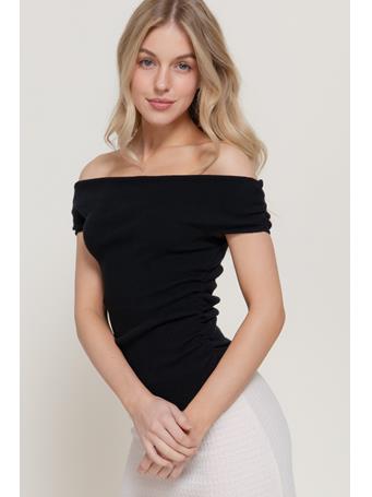 ACTIVE BASIC - Off the Shoulder Ruched Top BLACK