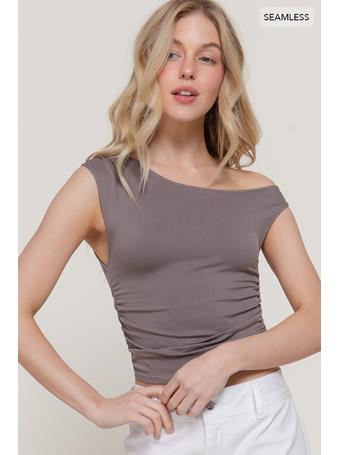 ACTIVE BASIC - Sleeveless Asymmetric Neck Seamless Top STONE