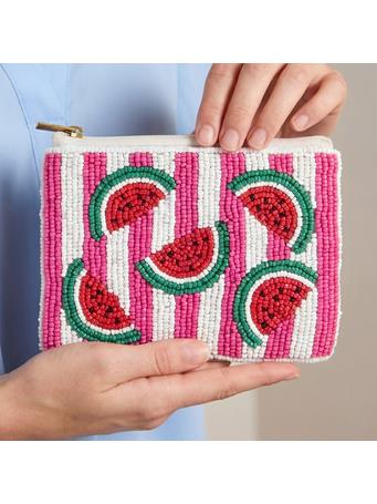 ANARCHY STREET - Seed Beaded Striped Watermelon Fruit Coin Purse MULTI