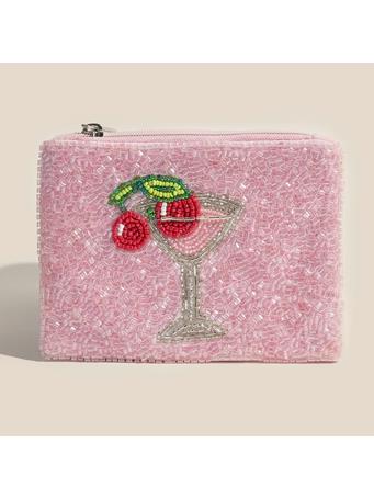 ANARCHY STREET - Cherry Glass Martini Beaded Coin Purse MULTI