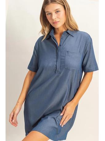 HYFIVE - Collared Shirt Dress D DENIM