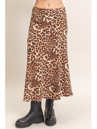 HYFIVE - Leopard Print Midi Skirt BROWN