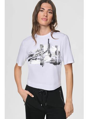 DKNY - Studded Newspaper Logo Tee WHITE