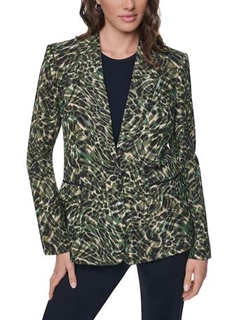 DKNY - Women's Long Sleeve Leopard One Button Blazer FOREST LEOPARD