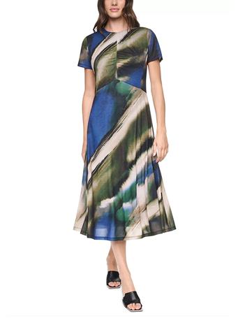 DKNY - Women's Short Sleeve Brushstroke Dress BRUSHED RIVERSIDE