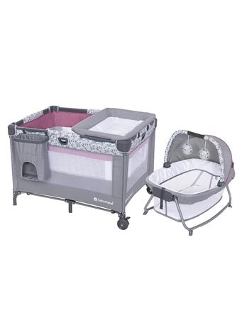 MEDIX WHOLESALERS - Baby Trend Nursery Den Playard with Rocking Cradle PINK