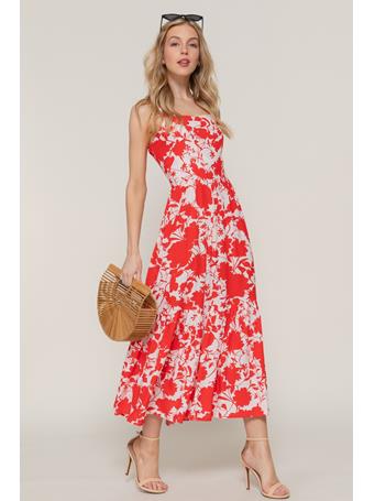 ACTIVE BASIC - Floral Print Cami Midi Dress RED