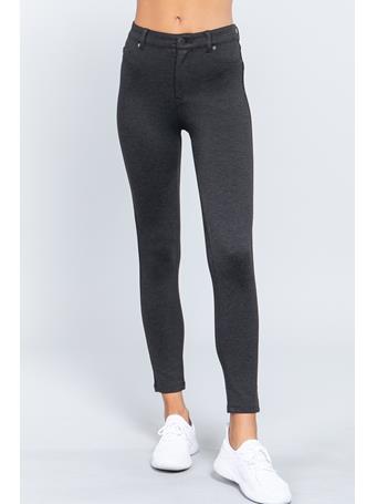 ACTIVE BASIC - Mid-Rise Ponte Pants CHARCOAL GREY