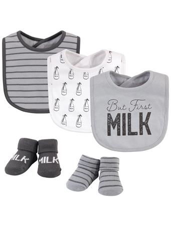 BABYVISION - Hudson Baby Cotton Bib and Sock Set GREY
