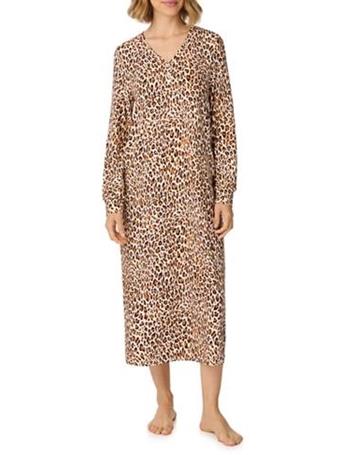 ELLEN TRACY - Holiday Sweater Knit Long Sleeve Lounger BROWN ANIMAL PRINT