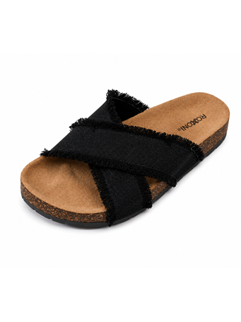 ROXONI - Frayed Denim Slides BLACK