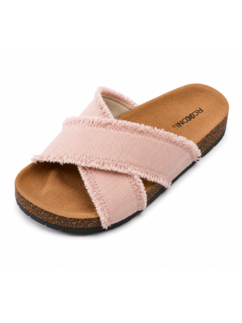 ROXONI - Frayed Denim Slides PINK