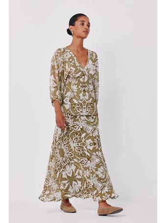 CORTEFIEL - Long Printed Skirt GREEN PRINT