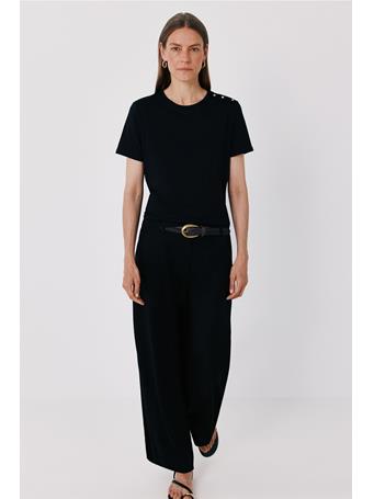 CORTEFIEL- Wide-Leg Flowy Trousers BLACK