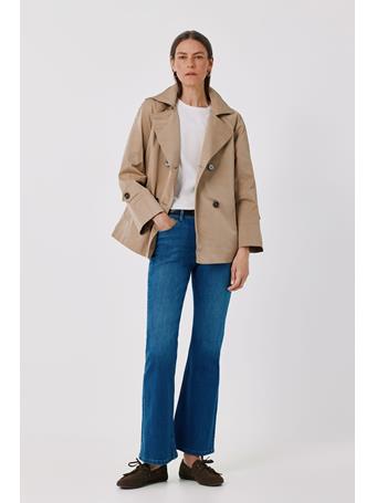 CORTEFIEL - Short Flared Trench Coat BEIGE