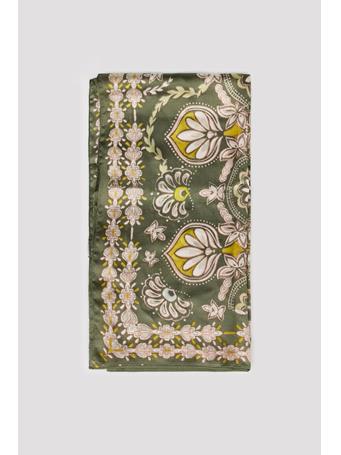 CORTEFIEL - Botanical Print Scarf GREEN PRINT