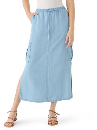 DKNY - Women's Tie Waist Cargo Skirt FJZ - CHAMBRAY