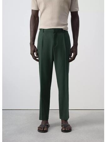 MANGO - Regular Fit Trousers in a Lyocell-cotton Blend GREEN