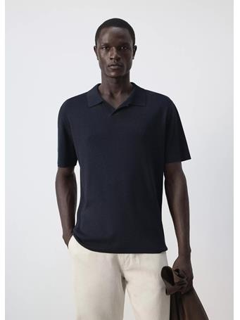MANGO - Fine Knit Cotton Blend Polo NAVY