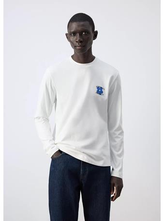 MANGO - 100% Cotton Printed T-shirt WHITE