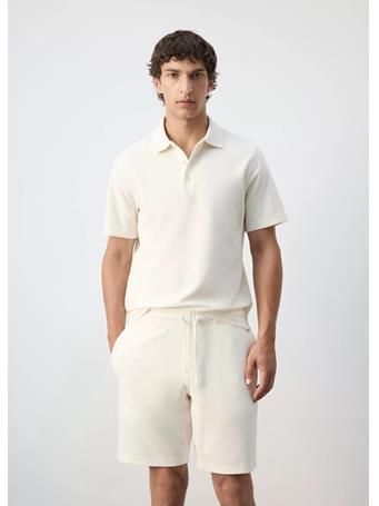 MANGO - Textured Cotton Blend Polo WHITE
