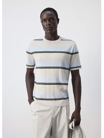 MANGO - Striped Cotton Blend Jersey T-shirt BEIGE