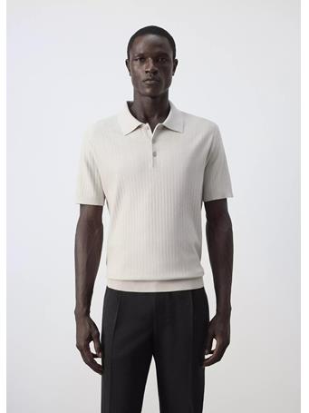 MANGO - Fine Rib-knit Polo Shirt BEIGE