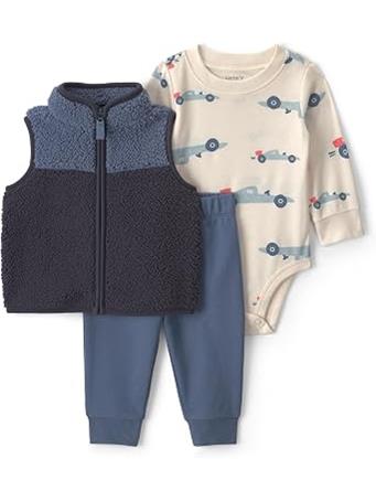 CARTERS - 3-Piece Baby Boy Romper and Pants Set with Snaps BLUE