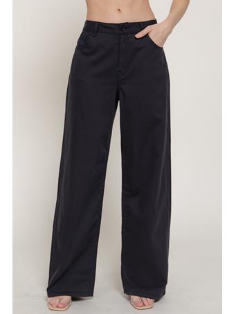 ACTIVE BASIC - Straight Cotton Twill Long Pants BLACK