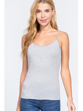 ACTIVE BASIC - Adjustable Strap Cropped Cami with Shelf Bra LIGHT H GREY