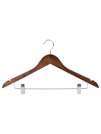 STORAGE ESSENTIALS - Wood Shirt Hanger with Clips - 3 Piece Set - Mahogany MAHOGANY