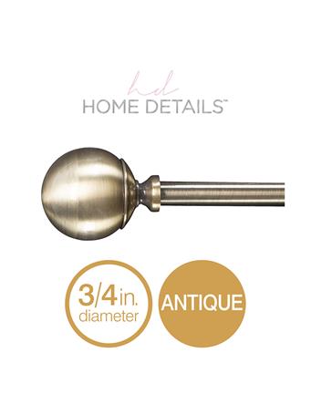 HOME DETAILS - 3/4" Solid Knob Decorative Adjustable Curtain Rod - Antique Gold ANTIQUE GOLD