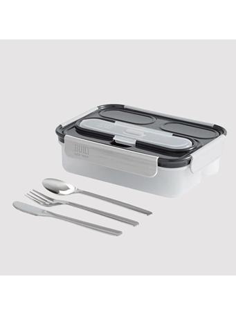 BUILT - Gourmet 3 Compartment Bento with Stainless Steel Utensils BLACK