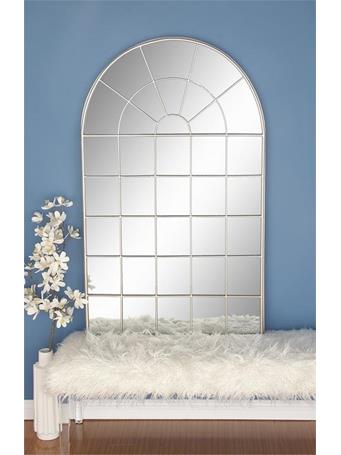 UMA - Rounded Windowpane Metal Mirror 56"x34" SILVER