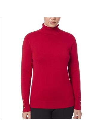 JOSEPH A - Turtleneck Button Sleeve Pullover Sweater SALSA
