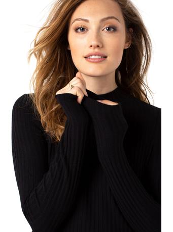 LIVERPOOL JEANS - Mock Neck Long Sleeve Knit Top BLACK