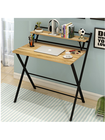 Folding Desk with Top Shelf BLACK