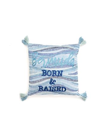 HELLO BERMUDA - Decorative Pillow Born and Raised Tassels BLUE