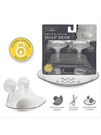 BATH BLISS - Clear Power Lock Suction Soap Dish Holder CLEAR