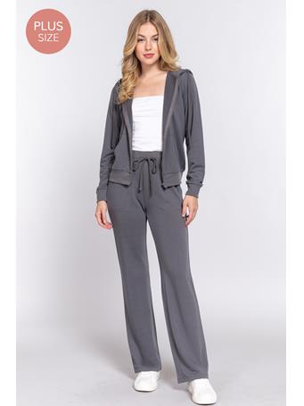ACTIVE BASIC - [Plus] Hoodie Jacket And Pants Set CHARCOAL GREY