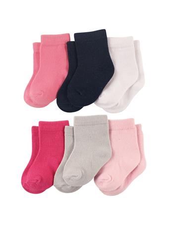 LUVABLE FRIENDS - Girl Solid Crew Sock 6 Pack MULTI