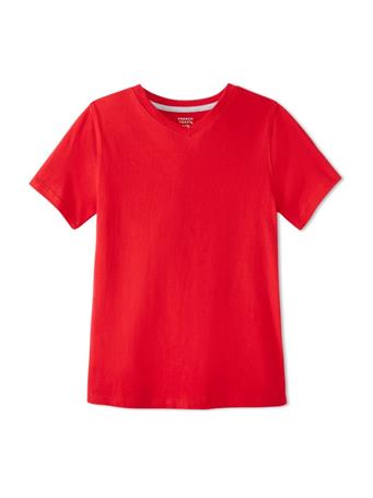 Short Sleeve V Neck Tee Red RED