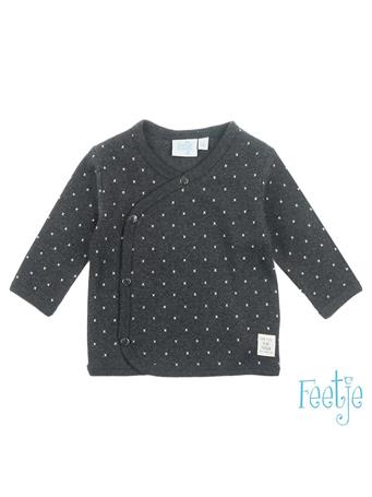 FEETJE - MINI PERSON Allover Print Wrap-Over Side-Snap Long Sleeve Top GREY
