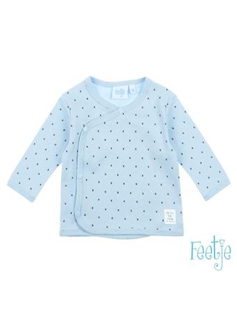 FEETJE - MINI PERSON Allover Print Wrap-Over Side-Snap Long Sleeve Top BLUE