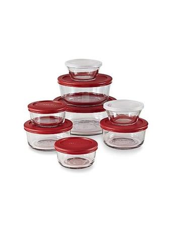 ANCHOR HOCKING - Classic 16 Piece Round Glass Food Storage Set with Red Lids No Color