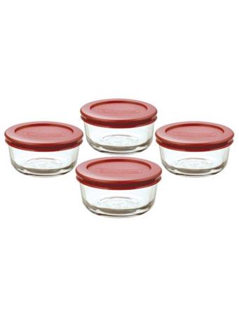ANCHOR HOCKING - Classic Round Glass Food Storage Set with Red Lids No Color