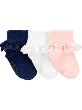 CARTER'S - 3-Pack Lace Cuff Socks NOVELTY